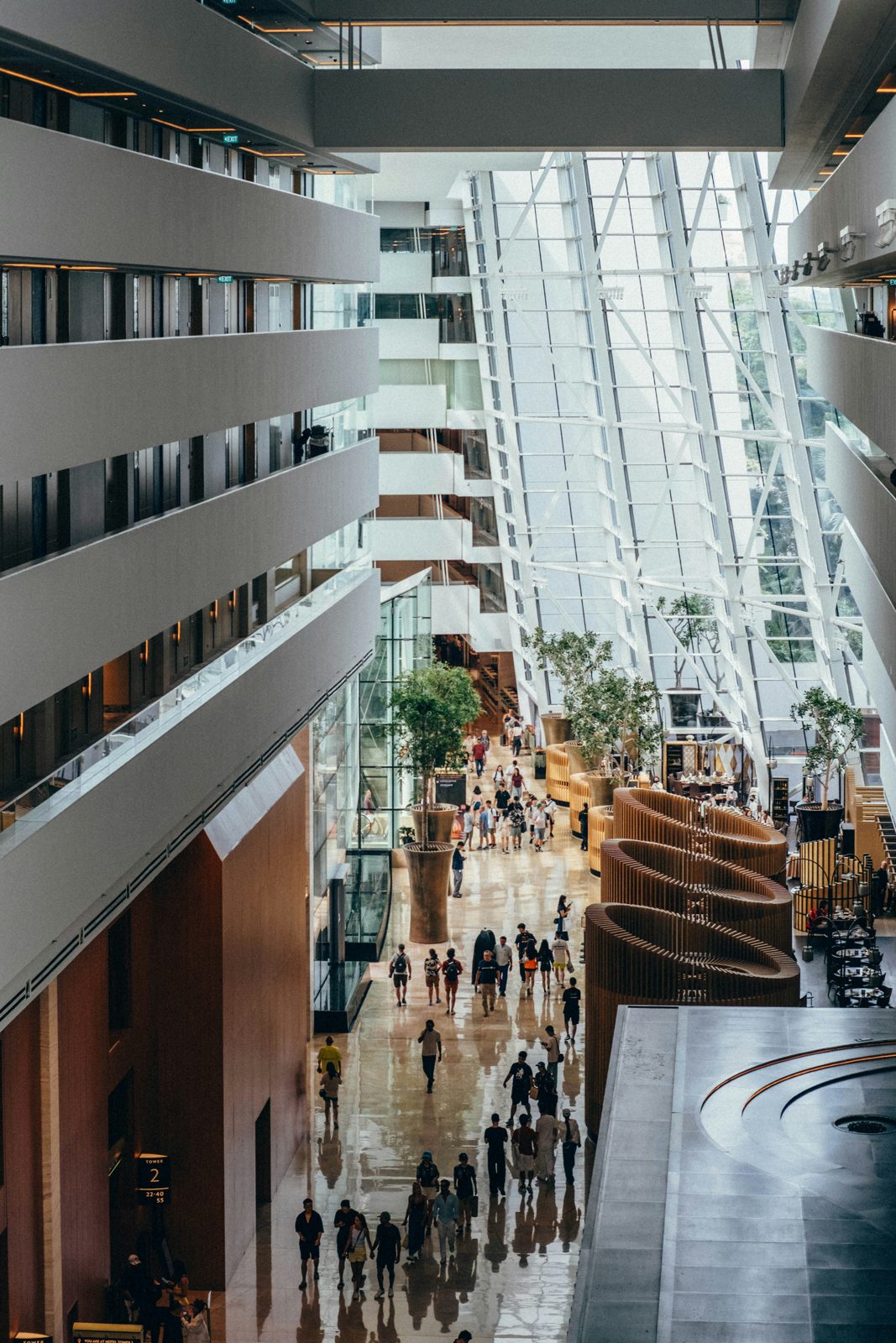 Modern atrium with people